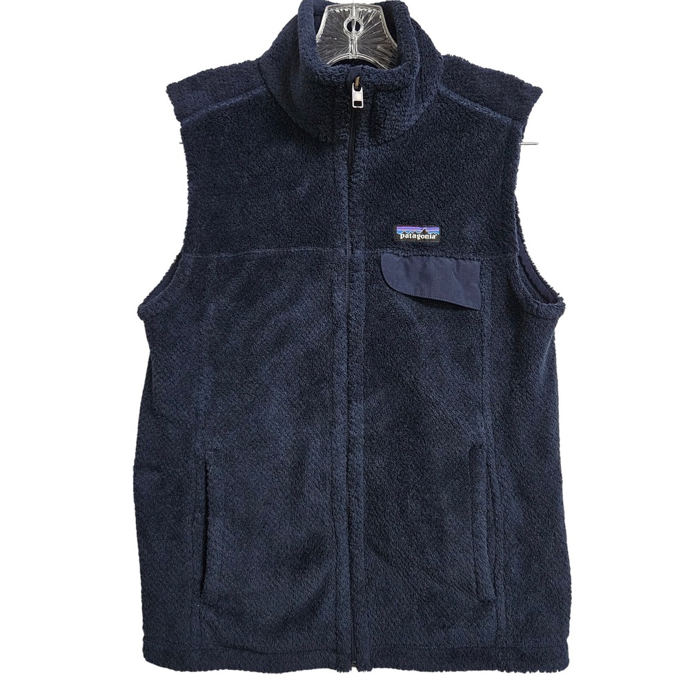 Patagonia ReTool Fleece Vest Women M Navy Full Zip Deep Pile Pocket Granola Girl